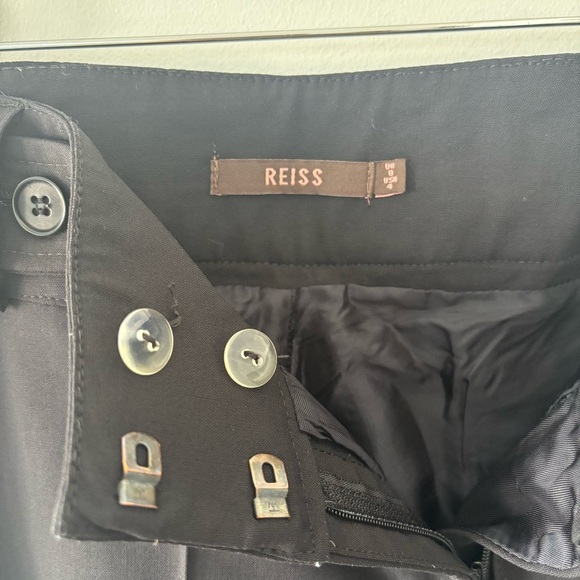 NWOT Reiss Women’s Black High Waist Wide Leg Pleated Lined Wool Trousers Size 4 - Picture 6 of 9